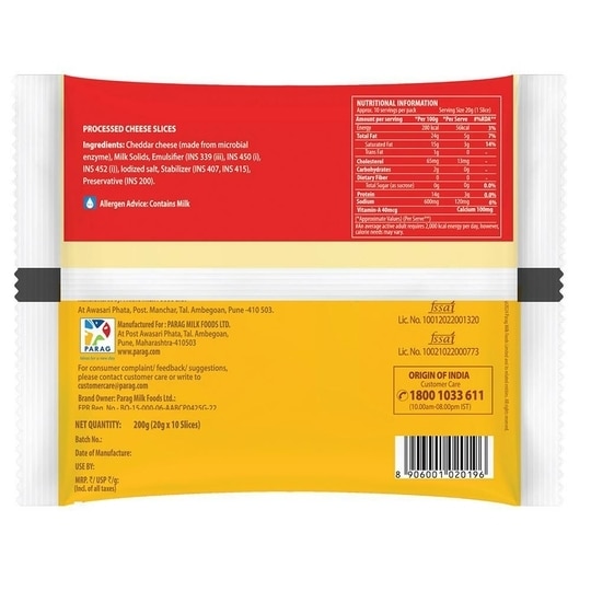 Go Cheese Slices 200 g (Pouch)