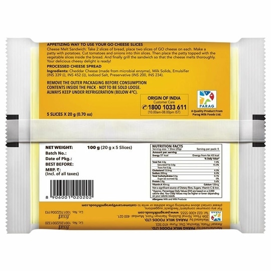 Go Cheese Slices 100 g (Pack)