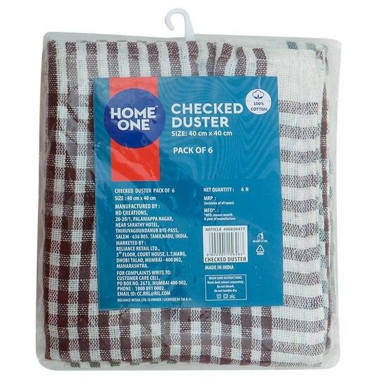 Home One Cotton Assorted Checked Duster 40 X 40 (Pack of 6)