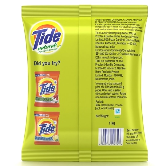 Tide Naturals Lemon & Chandan Detergent Powder 1 kg