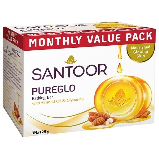 Santoor Glycerin Soap Pack of 3 (125 g each)