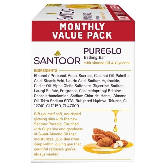 Santoor Glycerin Soap Pack of 3 (125 g each)