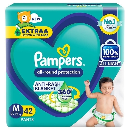 Pampers All Round Protection Diaper (42 pants,  M, 7-12 kg)