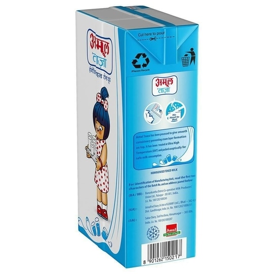 Amul Taaza Homogenised Toned Milk 500 ml