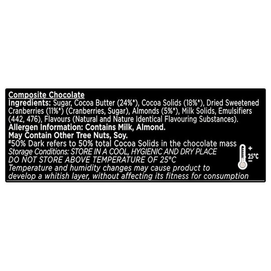 Cadbury Bournville Cranberry 50% Dark Chocolate 78 g