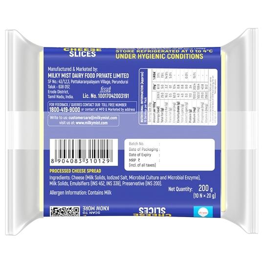 Milky Mist Cheese Slices 200 g (Pack)