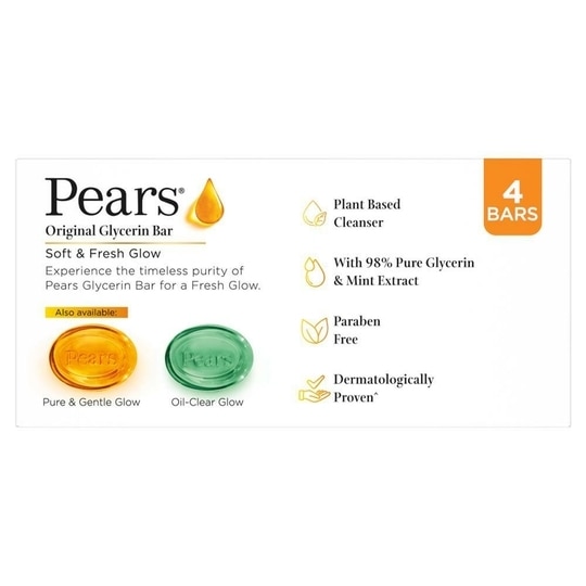 Pears Soft & Fresh Glow Original Glycerine Bathing Soap (4N x 125 g)