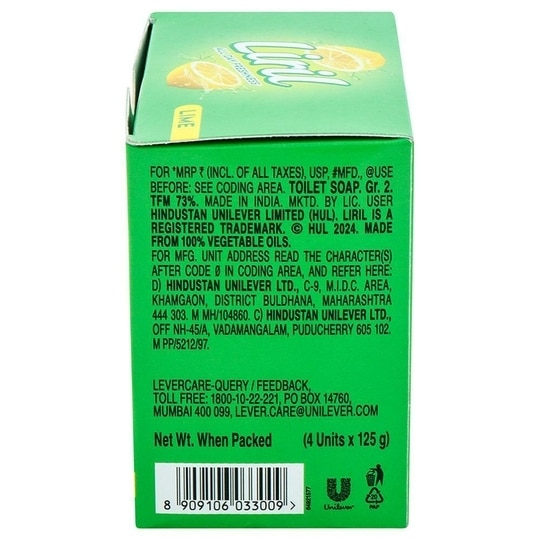 Liril Lemon & Tea Tree Oil Soap Pack of 4 (125 g each)