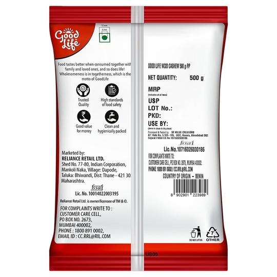 Good Life Whole (W320) Cashews 500 g