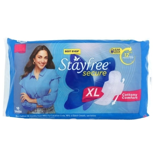 Stayfree Secure Cottony Sanitary Napkin with Wing XL 18 pads