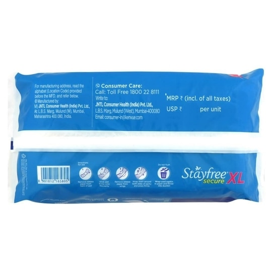 Stayfree Secure Cottony Sanitary Napkin with Wing XL 18 pads