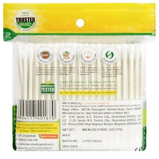 Tulips Paper Stick Cotton Swabs 100 pcs