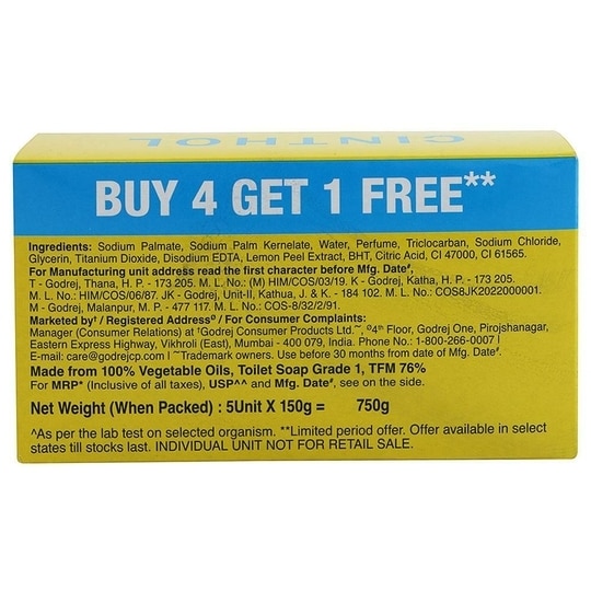 Cinthol Lime Refreshing Deo Soap 150 g (Pack of 5)