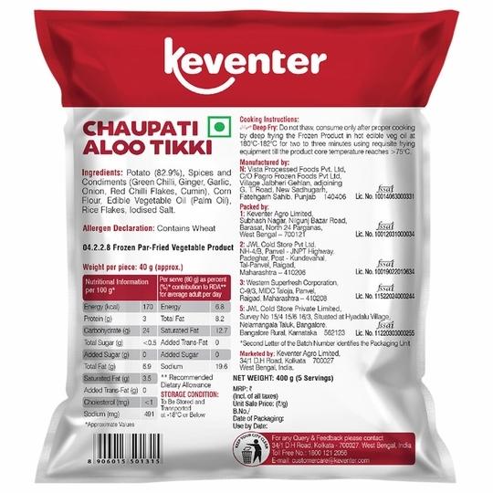 Keventer Chaupati Aloo Tikki 400 g