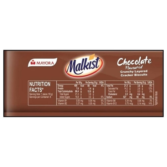 Mayora Malkist Chocolate Cracker Biscuits 144 g