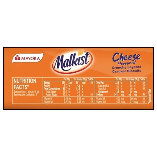 Mayora Malkist Cheese Flavoured Cracker Biscuits 144 g