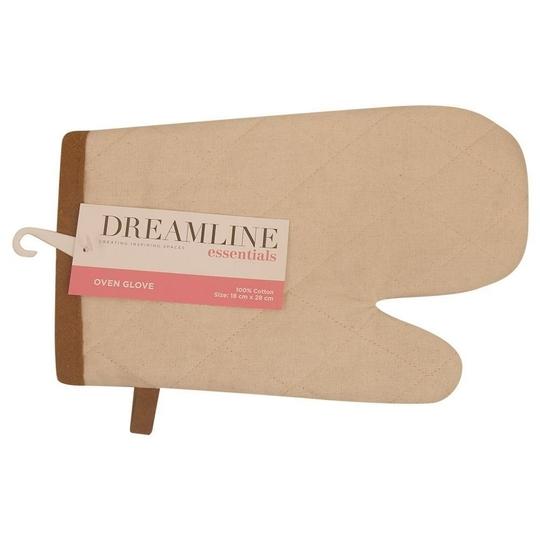 Dreamline Essentials Beige Cotton Solid Oven Glove 28x18 cm