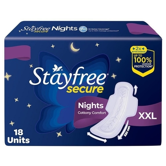 Stayfree Secure Nights Cottony Sanitary Napkin XXL 18 pads