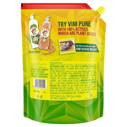 Vim Lemon Dishwash Liquid 2 L