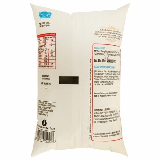 Mother Dairy Ultra Premium Milk 1 L (Pouch)