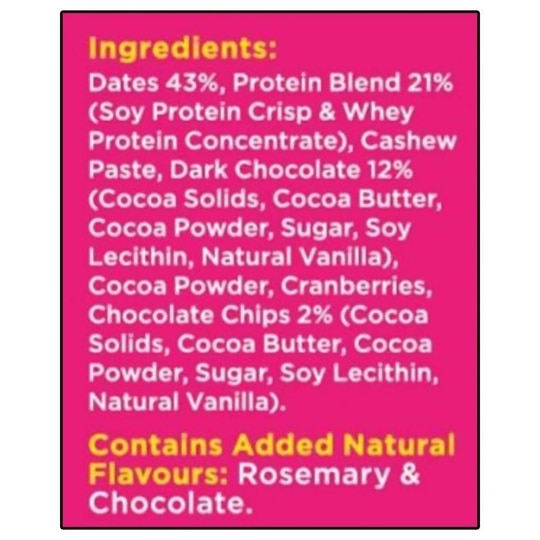 Yogabar Protein Dark Chocolate and Cranberry Bar 50 g
