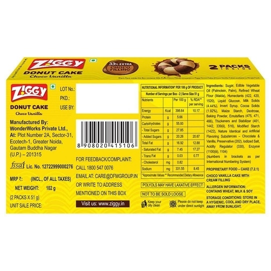 Ziggy Donut Vanilla Choco Cake 102 g