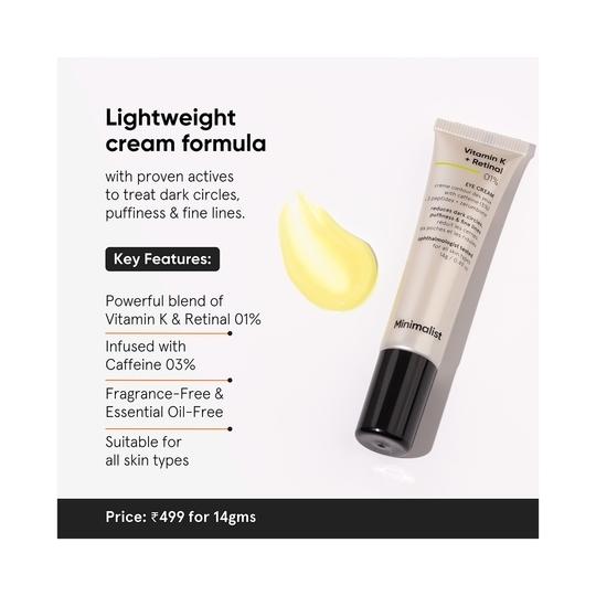 Minimalist Vitamin K + Retinal 01% Eye Cream 14 g
