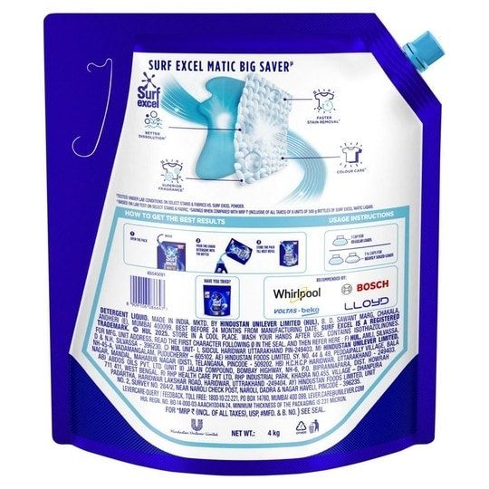 Surf Excel Matic Top Load Liquid Detergent 4 kg