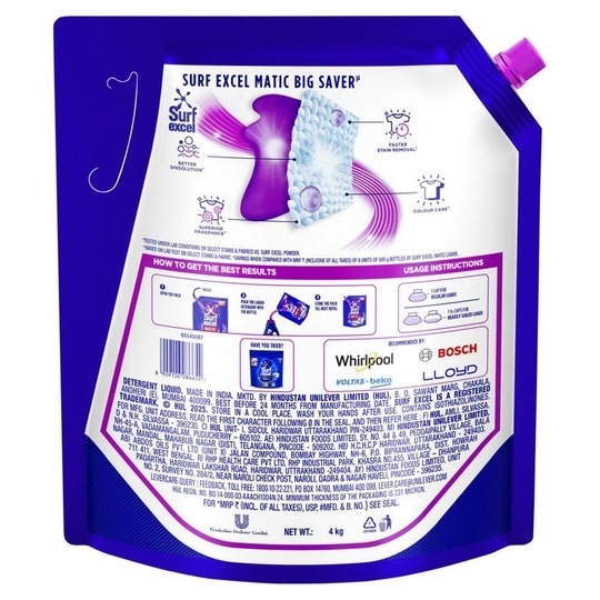 Surf Excel Matic Front Load Liquid Detergent 4 kg
