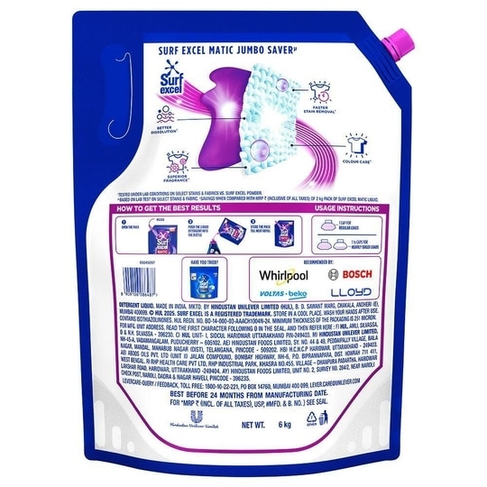 Surf Excel Matic Front Load Liquid Detergent 6 kg