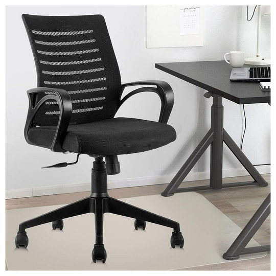ASTRIDE Ace Mid Back Office Chair for Work from Home/Study Chair Height Adjustable Revolving Chair with Tilt Lock [Heavy Duty Nylon Base, Black]