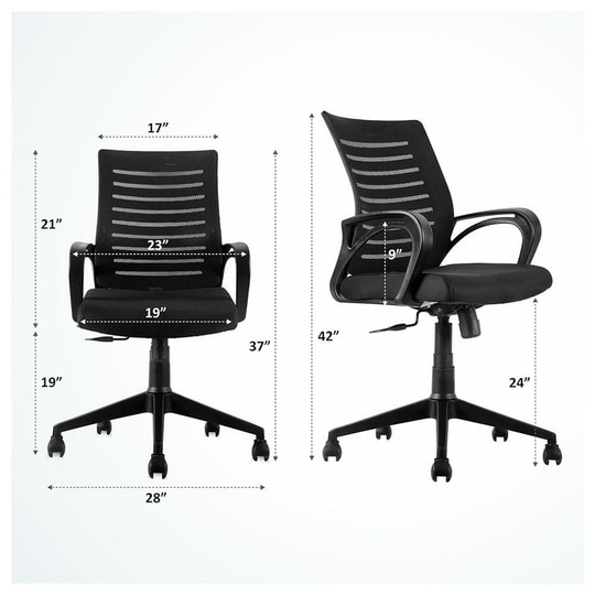 ASTRIDE Ace Mid Back Office Chair for Work from Home/Study Chair Height Adjustable Revolving Chair with Tilt Lock [Heavy Duty Nylon Base, Black]