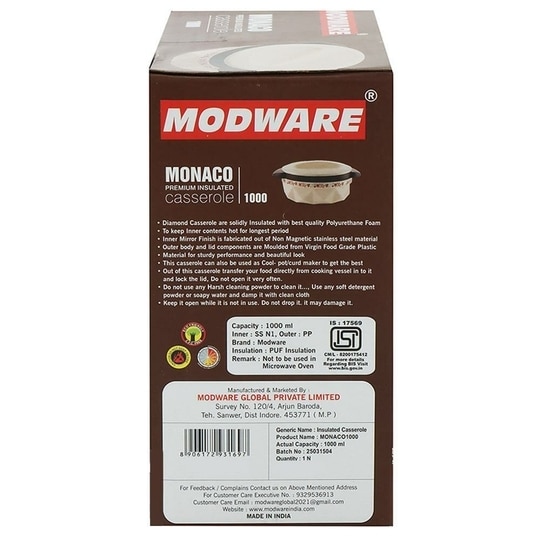 Modware Monaco Premium Insulated Assorted Casserole 1000 ml