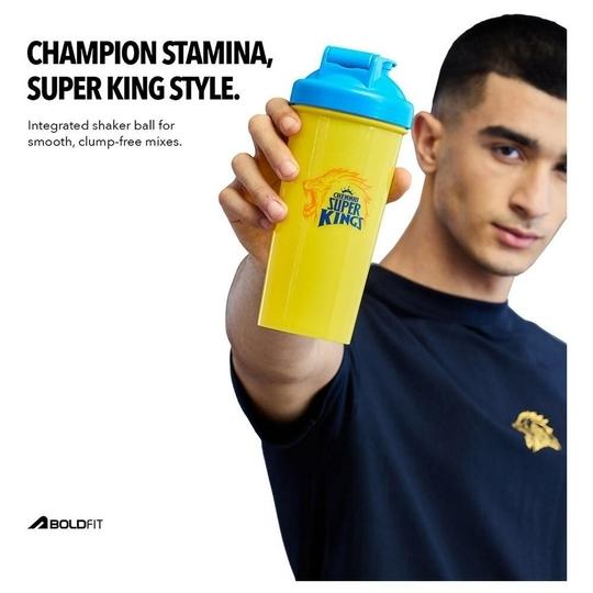 Chennai Super Kings (CSK) Official Merchandise Gym Shaker for Protein Shake Leakproof Shaker Bottles for Protein, Preworkout and Bcaa Shake, Protein Shaker Bottle for Gym Men & Women Blue Yellow