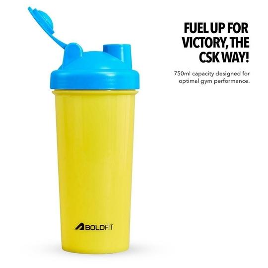 Chennai Super Kings (CSK) Official Merchandise Gym Shaker for Protein Shake Leakproof Shaker Bottles for Protein, Preworkout and Bcaa Shake, Protein Shaker Bottle for Gym Men & Women Blue Yellow