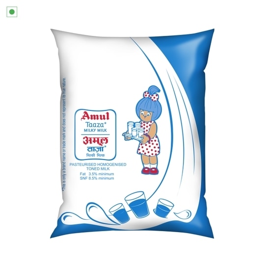 Amul Taaza Toned Milk 1 L (Pouch)
