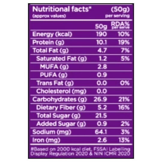 Yogabar Blueberry Blast Daily Protein Bar 50 g