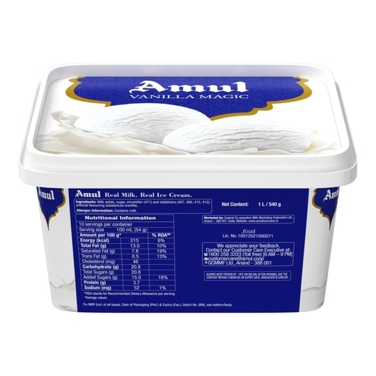 Amul Vanilla Magic Ice Cream 1 L (Tub)