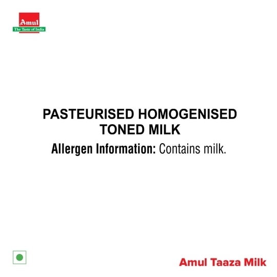Amul Taaza Toned Milk 1 L (Pouch)