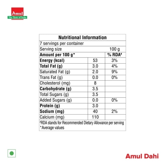 Amul Dahi Creamy & Tasty Fresh Curd 700 g