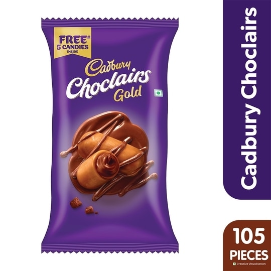 Cadbury Choclairs Gold Chocolate Candy Pack (105U x 5.6 g)
