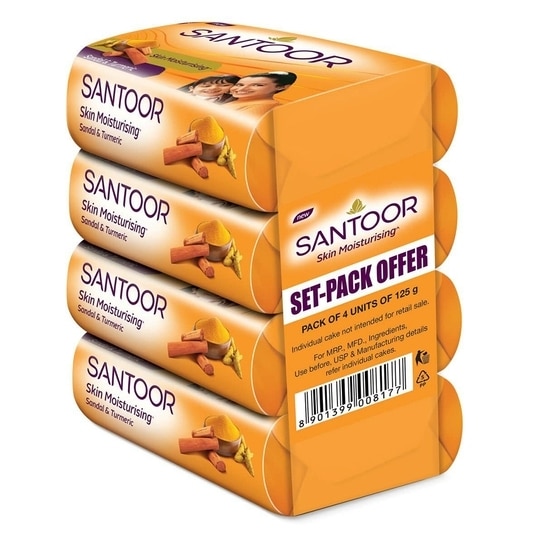 Santoor Sandal & Turmeric Soap 125 g (Pack of 4)