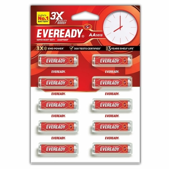 Eveready Red 1015 AA Carbon Zinc Batteries (Pack of 10)