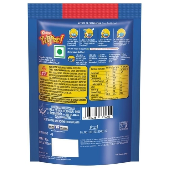 Sunfeast Yippee! Suji Cheese Pasta Treat 70 g