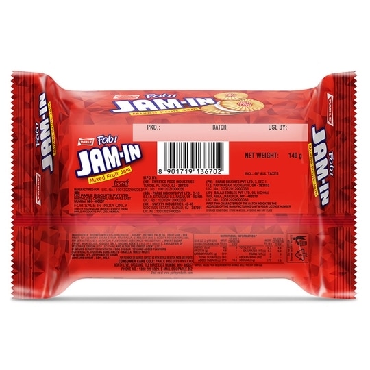 Parle Fab Jam-In Cream Biscuits 140 g