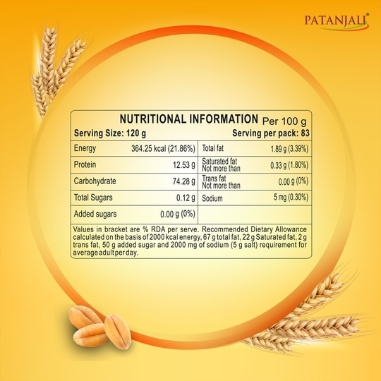 Patanjali Chakki Whole Wheat With Bran Atta 10 kg