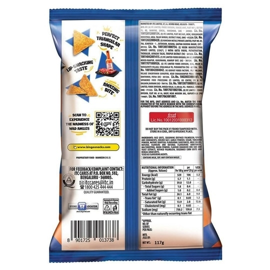 Bingo Mad Angles Very Peri Peri Chips 117 g