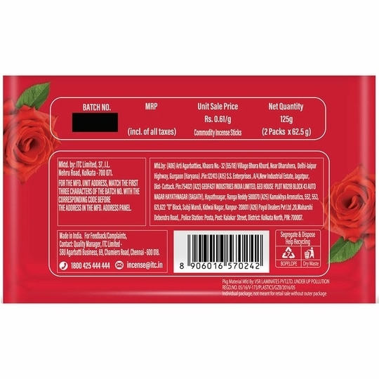 Mangaldeep Rose Puja Zip lock Agarbatti 125 g