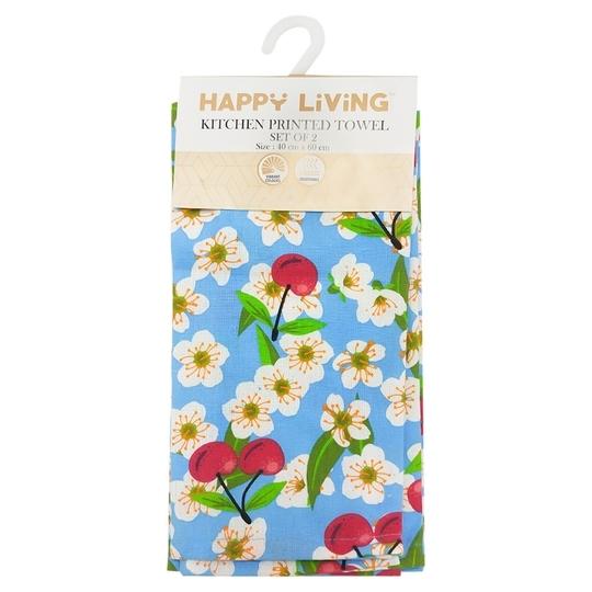 Happy living Printed Kitchen Assorted Towel Set of 2 40x60cm