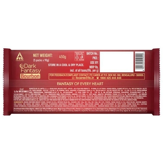 Sunfeast Dark Fantasy Bourbon Biscuit 450 g (90 g x 5 pcs)